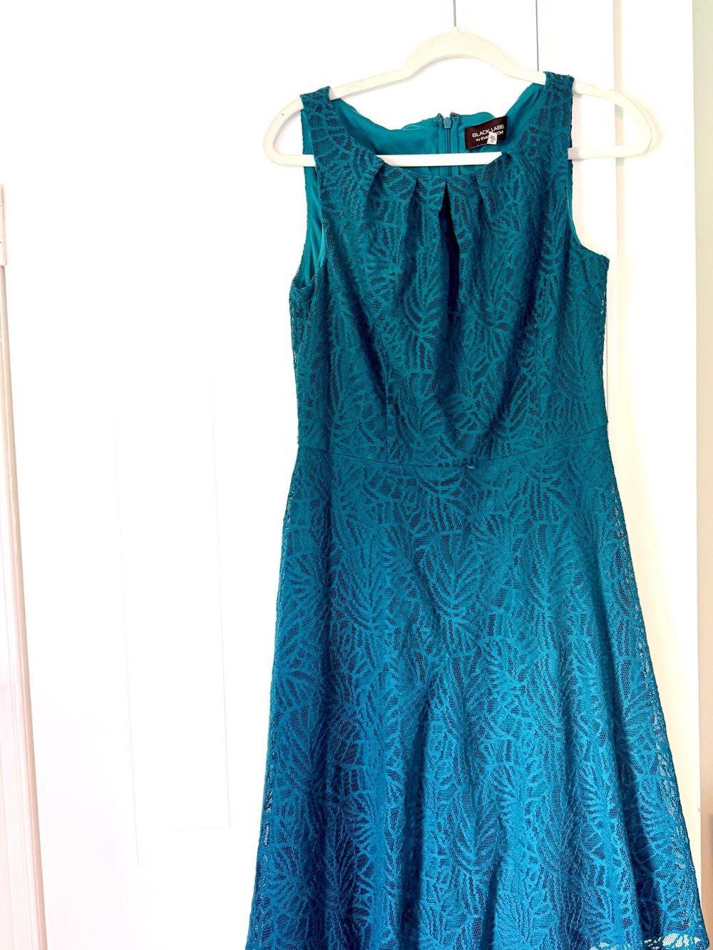 Teal Lace A-Line Midi Dress